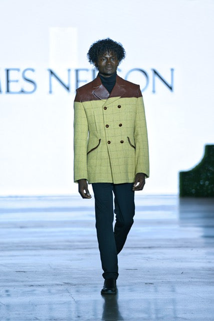Wool and Leather Men Double-Breasted Men&