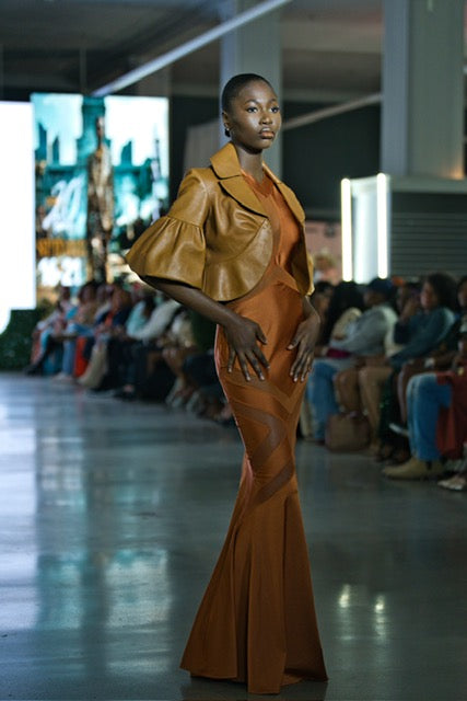 Rust/Burnt Orange Colored Sheer Gown
